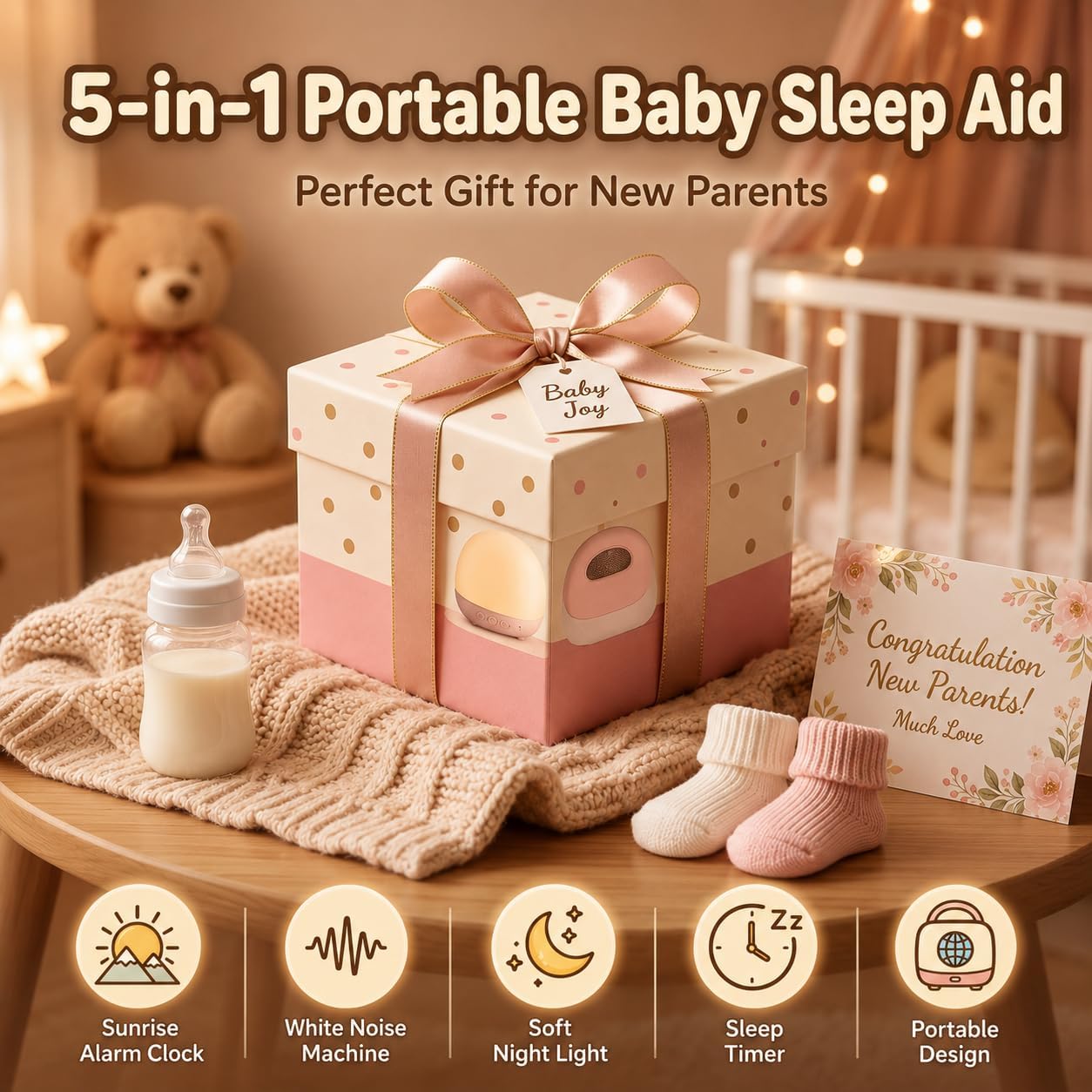 Mugo Baby Sound Machine – 44 Soothing Sounds, Sunrise Alarm Clock, White Noise Machine for Sleeping, 10-Color Night Light with App & Timer,…
