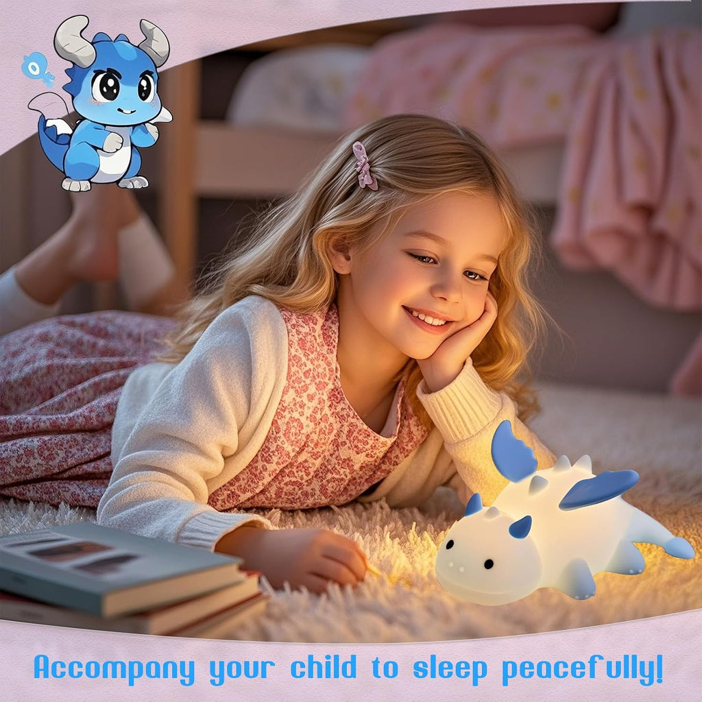 Dragon Night Light, Cute Baby Dragon Gifts, Soft Silicone Lamp with 3 Level Warm Light and RGB Changing, Breastfeeding Nursery Portable…