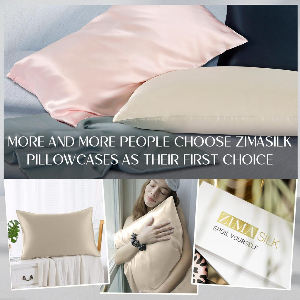 Zimasilk 100% Pure Mulberry Silk Pillowcase for Hair and Skin everyday comfort, Soft and Smooth, Both Sides Grade 6A Silk,600 Thread…