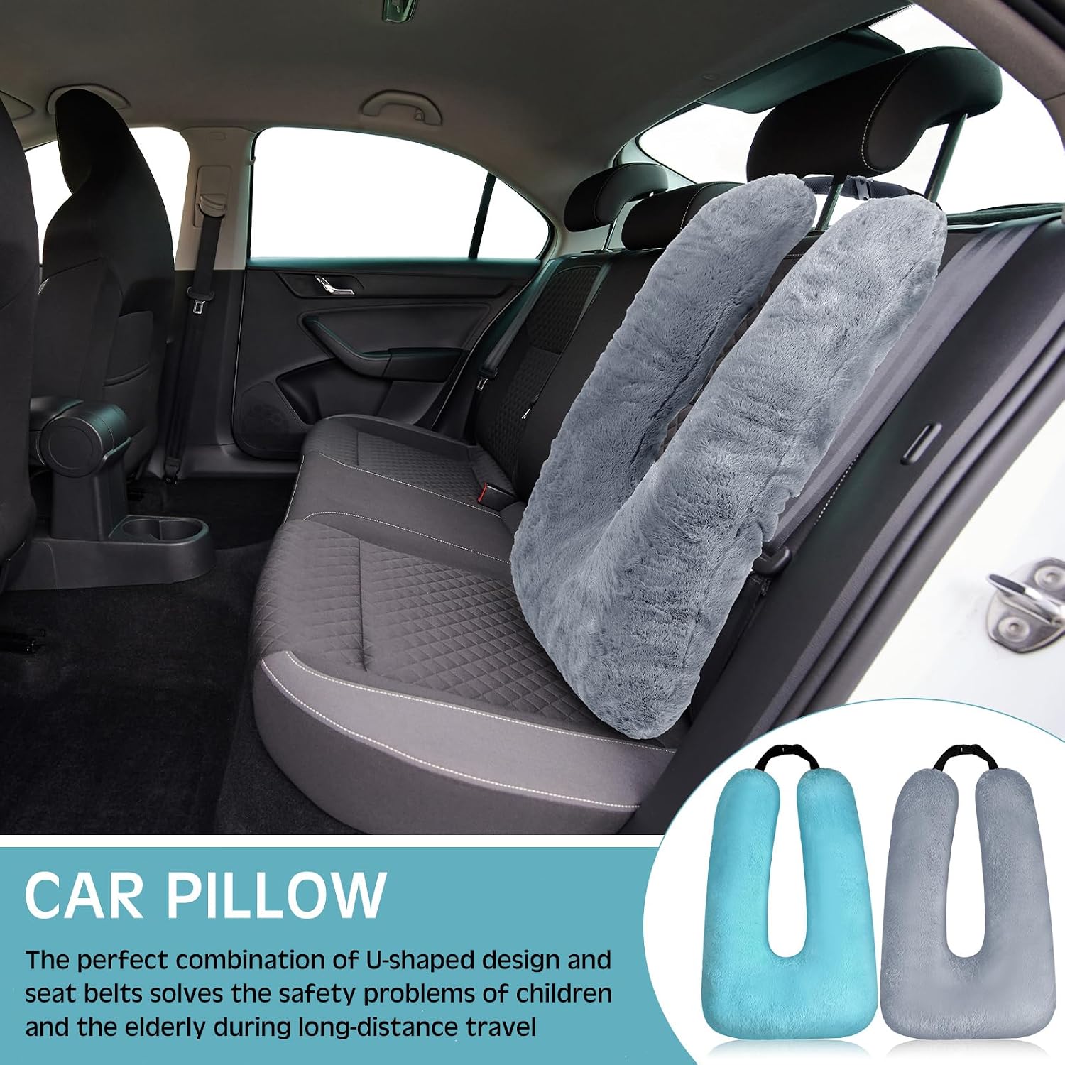 home Barydat 2 Pcs Car Travel Pillow for the Back Seat 28 x 18 in Sleeping Reading Pillows for Long Distance Travel Car Cushion for Kids Ad…