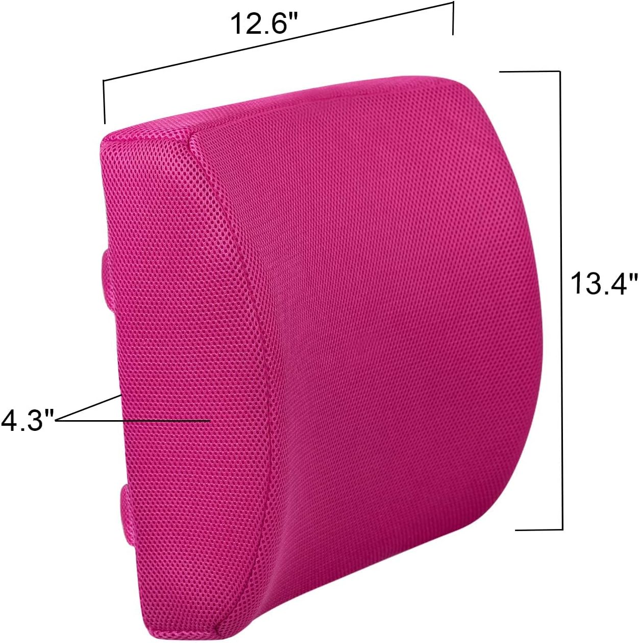 Lumbar Pillow for Chair and Car, Back Support for Office, Memory Foam Cushion with Mesh Cover - Pink