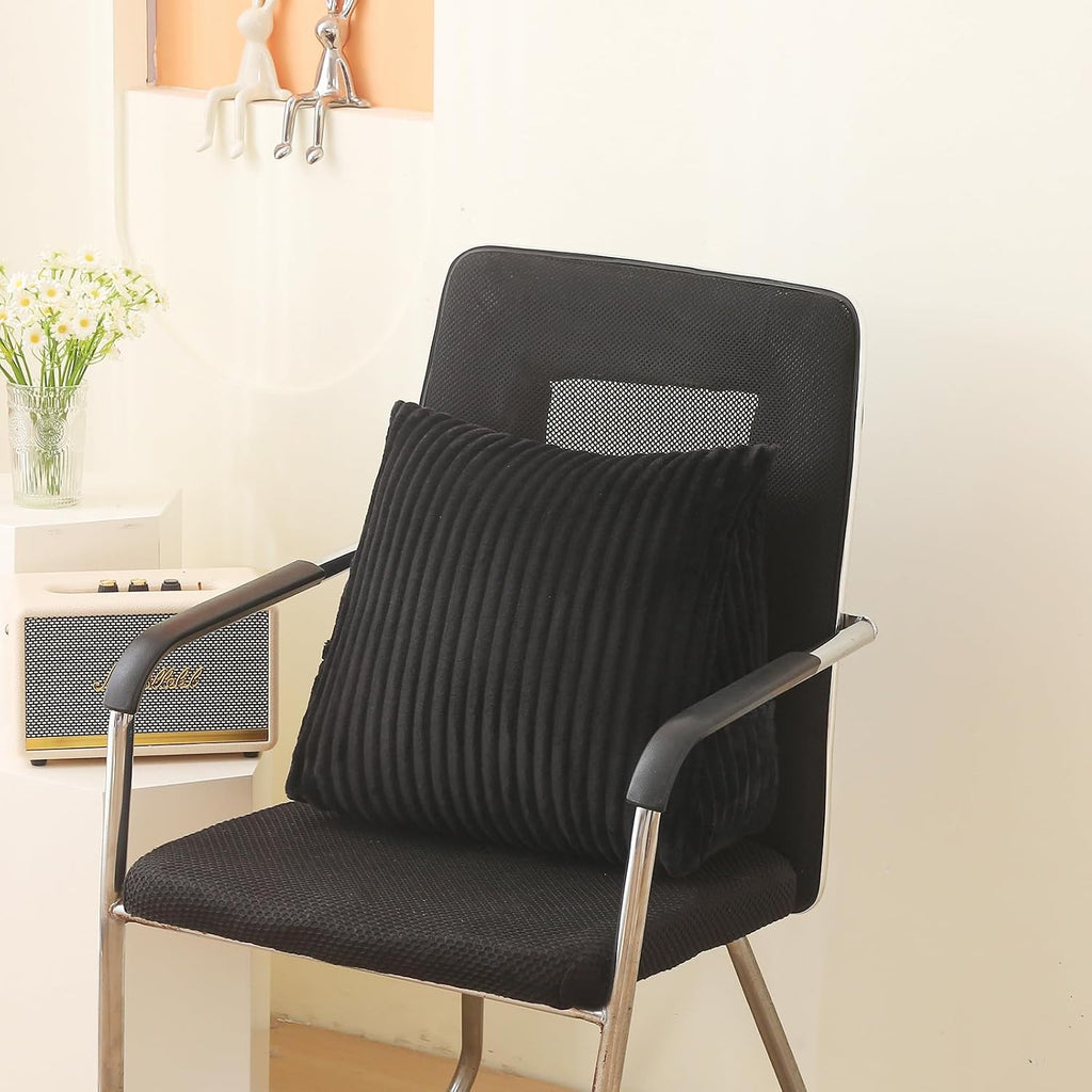 Corduroy Wedge Reading Pillow for Bed, 3 Sizes, 4 Colors for Bed, Sofa, Office Chair (Black, Small 16 * 14 * 7in)