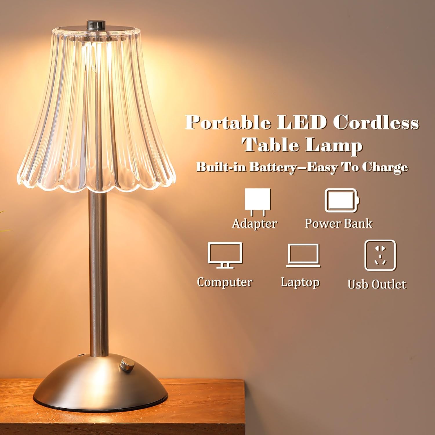 Liliful 6 Pcs Cordless Table Lamp Rechargeable Touch LED Small Gold Portable Battery Operated USB-c Desk Lamp 3 Color Dimmable for…