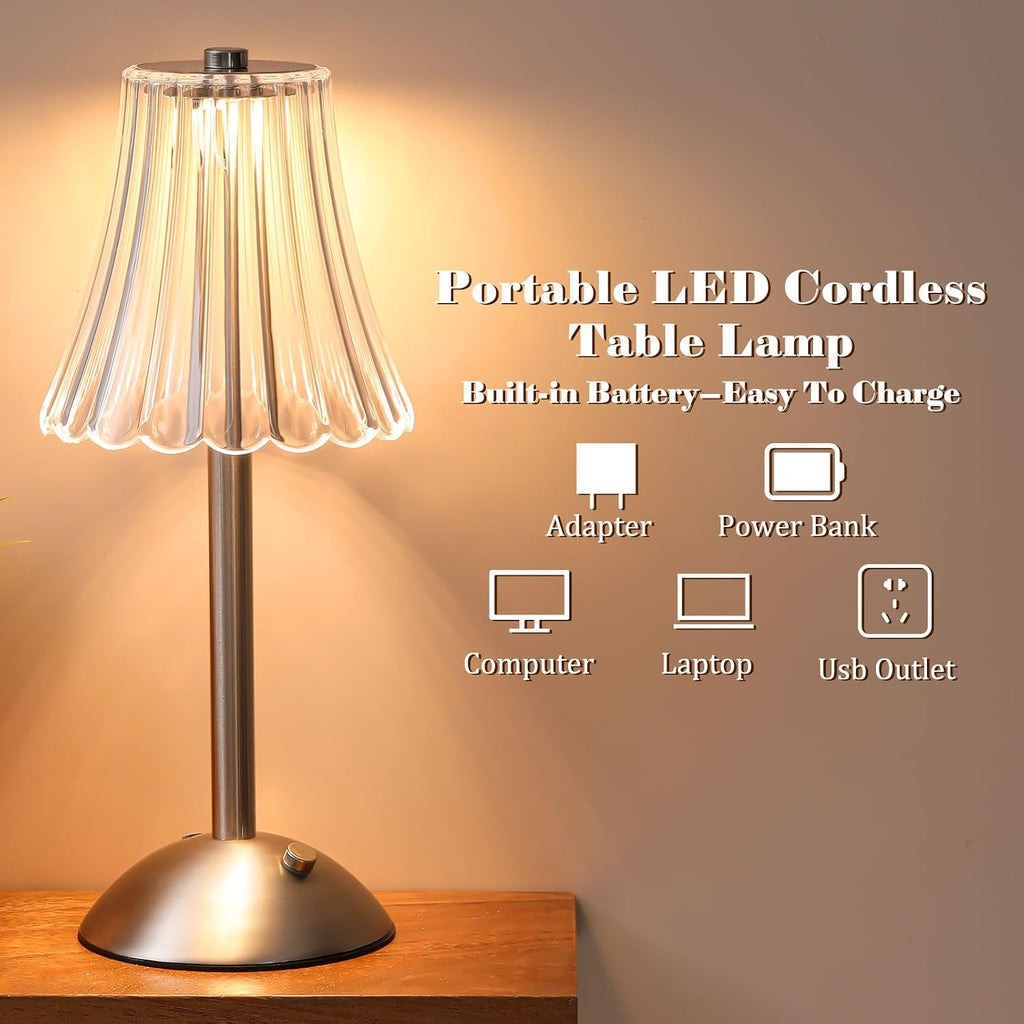 Liliful 2 Pcs Cordless Table Lamp Rechargeable Touch LED Small Gold Portable Battery Operated USB-c Desk Lamp 3 Color Dimmable for…