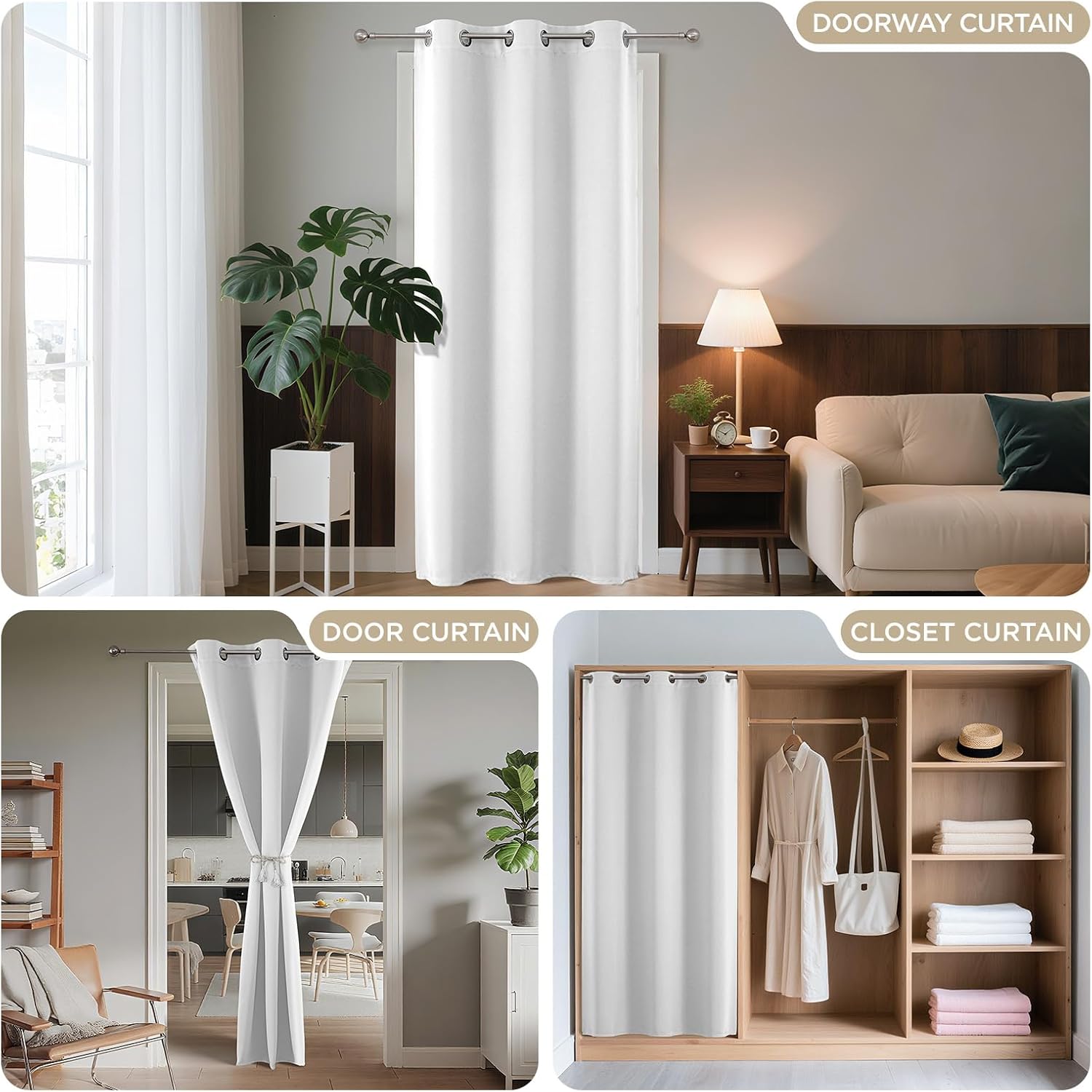 Joydeco Blackout Curtain for Door with Eyelets, 1 Piece 140 x 240 cm, Thermal Insulated Thermal Curtain for Decoration and Protection of Wi…