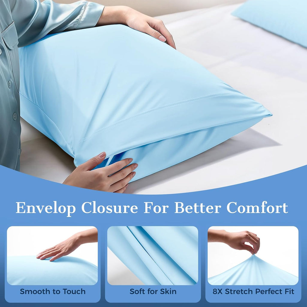 Cooling Pillow Cases 2 Pack Queen Size Cooling Pillowcases for Hot Sleeper Q-Max>0.5, Hydrates Skin & Hair, Reduces Wrinkles & Frizz…