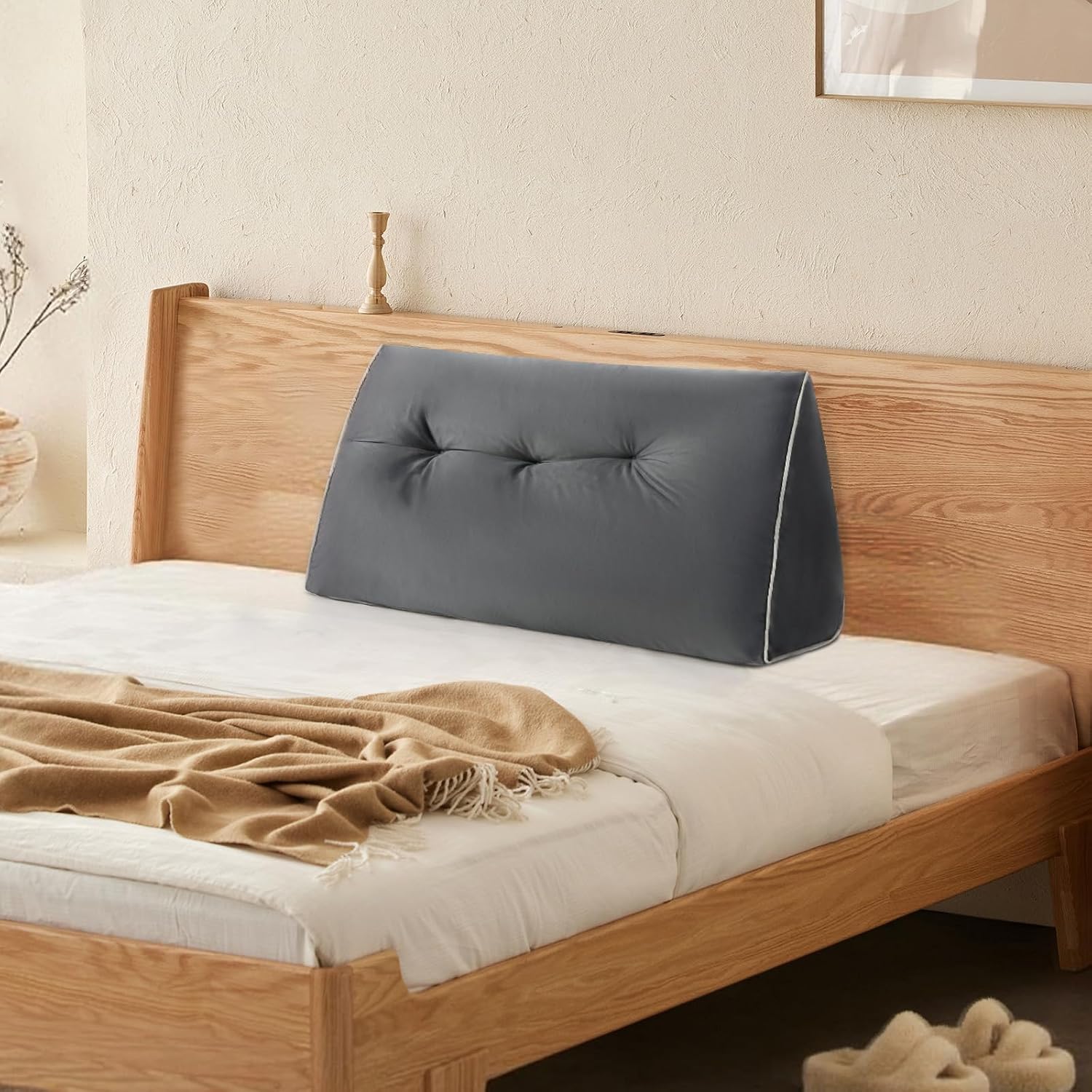 Headboard Wedge Pillows Twin/Twin XL, Ergonomic Bed Triangular Headboard Pillow, Thickened Backrest Cushion for Reading in Dorm Bed Sofa…