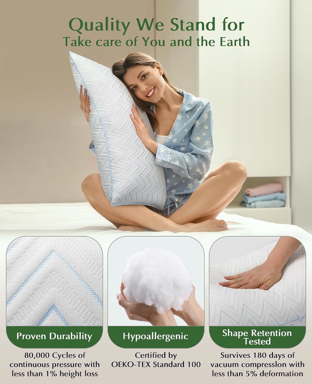 DIORIS Queen Size Pillows Set of 2 - Cooling Bed Pillows for Sleeping, Down Alternative Hypoallergenic Pillow for Side Back and Stomach…