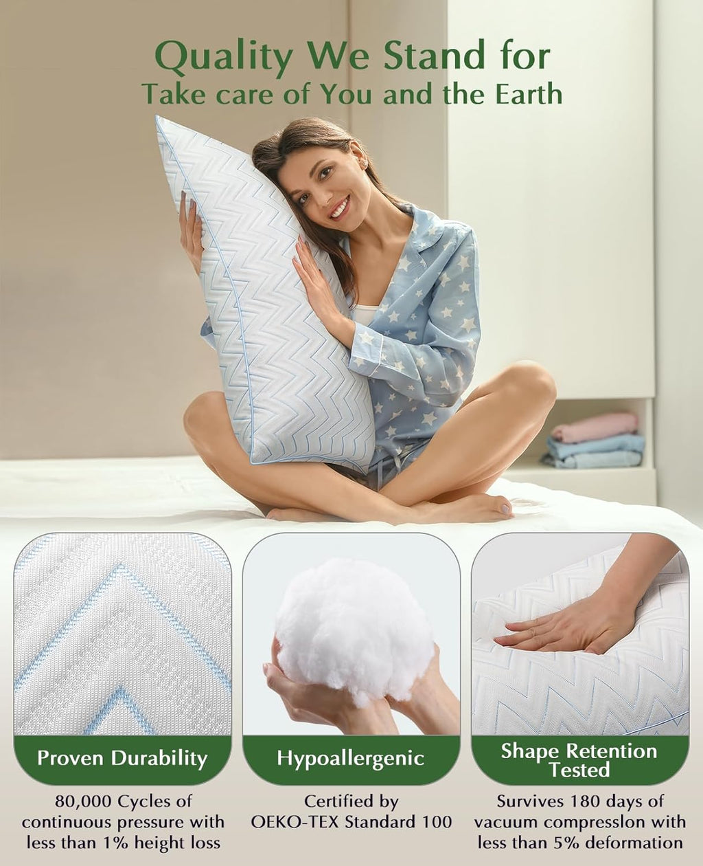 Dioris Queen Size Pillows Set of 2 - Hotel-Quality Down Alternative Bed Pillows for Back, Side & Stomach Sleepers, Cooling Breathable Micro…
