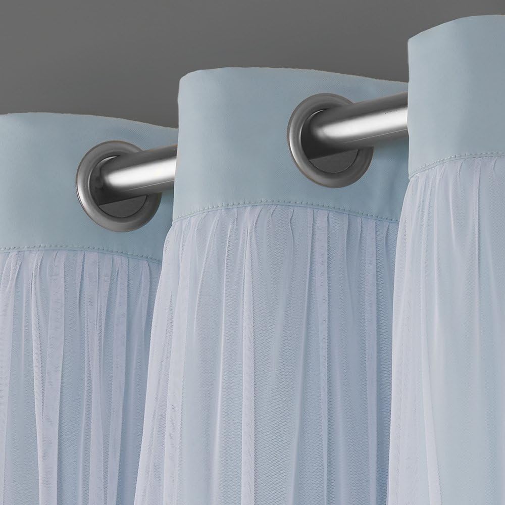 TOWN & COUNTRY LUXE Talia Double Layer Indoor Curtains, Sheer and Room Darkening Blackout, Grommet Top, Energy Efficient, 2-Pack Set…