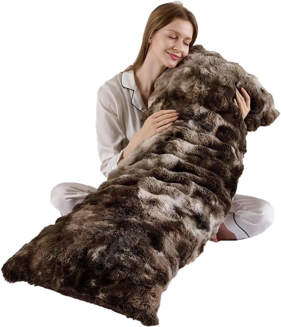 Animebody Luxury Shaggy Faux Fur Body Pillow, Fluffy Bed Pillow with Zipper Closure, Soft Decorative Plush Full Long Pillows, Fuzzy Hug Pillow…