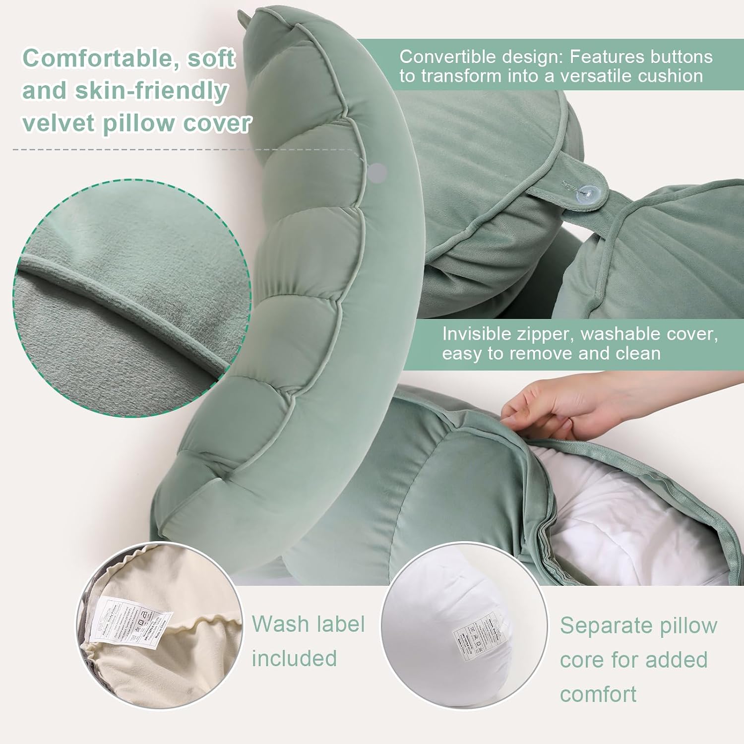 Peallow(Pat. Pend) – Long Round Body Pillow for Adults, Bolster Pillow for Sleeping, Soft and Supportive Pillow for Sleeping & Lumbar…