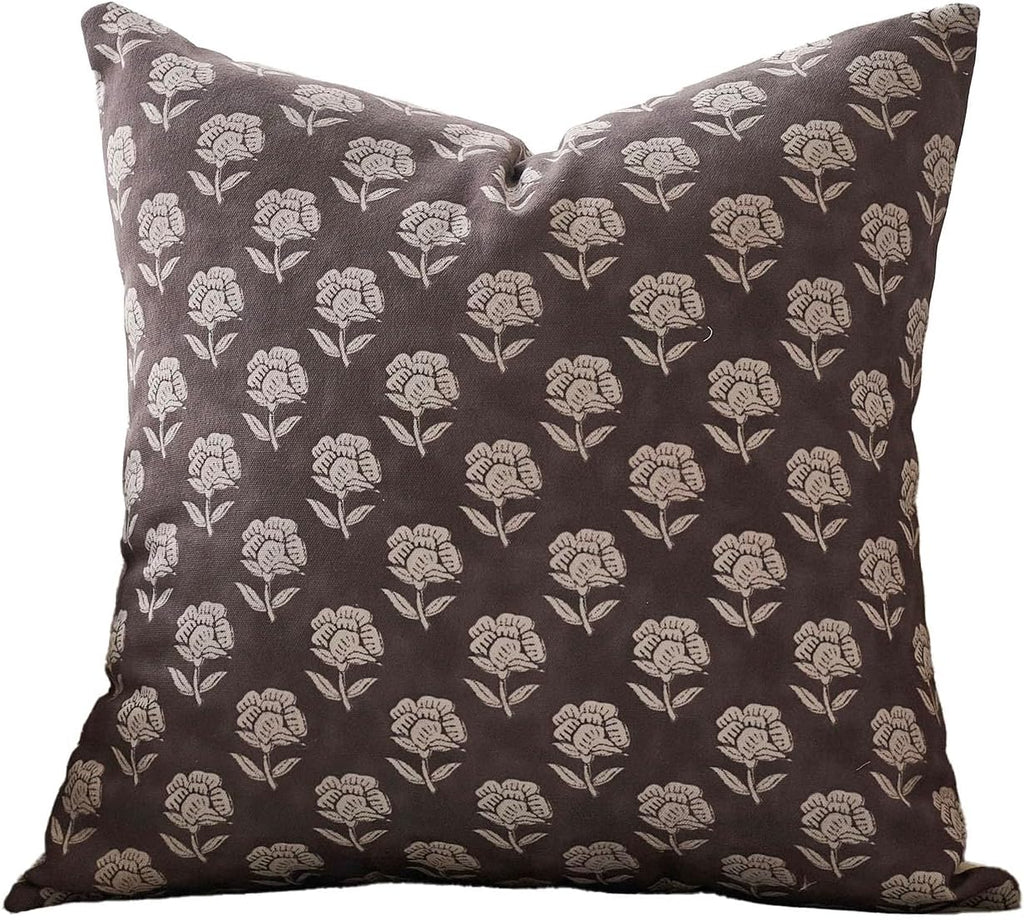 Domvitus Floral Pillow Covers 24x24 Throw Pillow Covers Decorative Farmhouse Block Floral Print Vintage Pillow Cover for Living Room Couch…