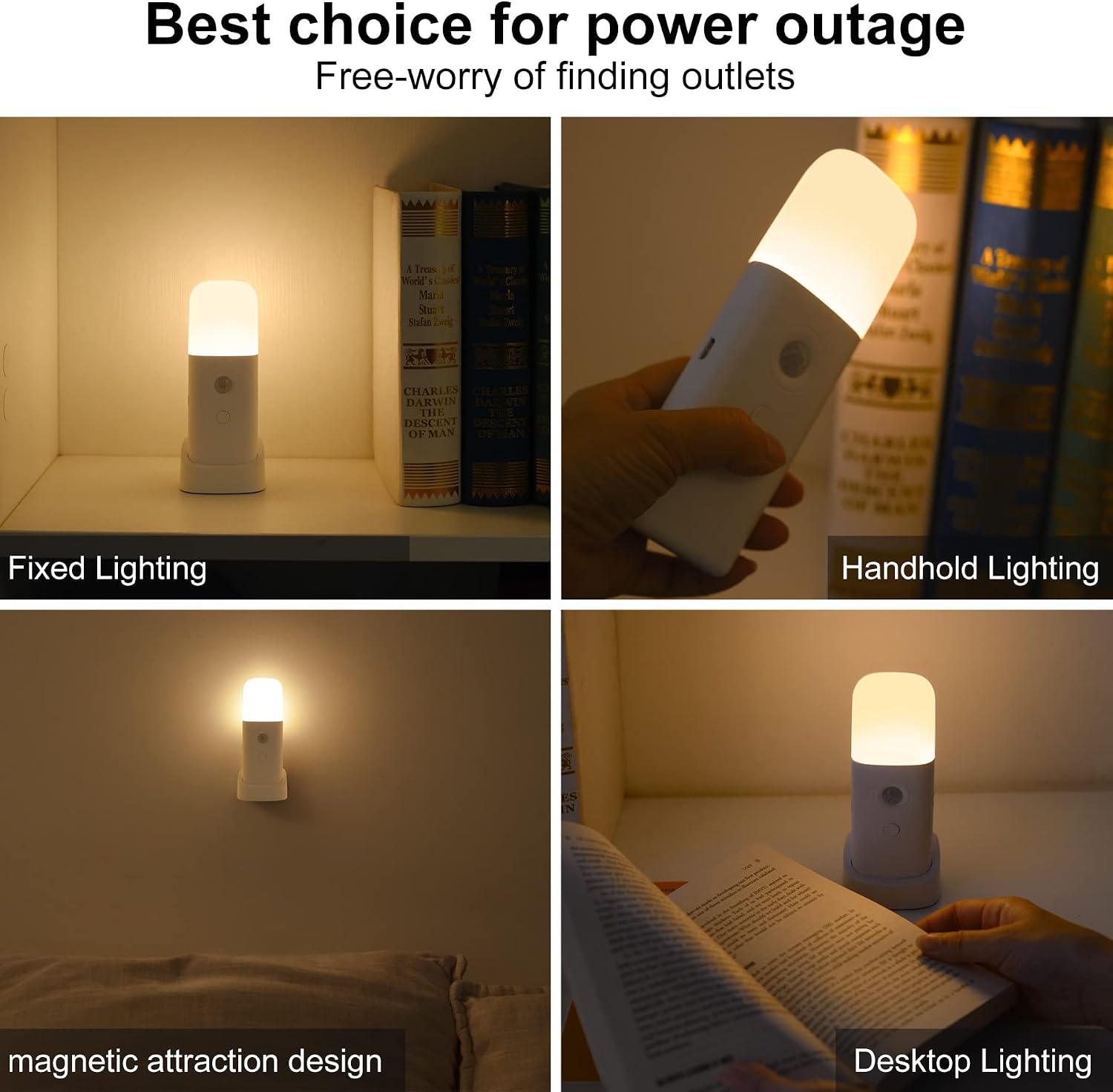 YELKO Motion Sensor Night Light, 2000mAh Rechargeable Night Lights Battery Powered, PortableDimmable Nightlights with 5 Brightness Levels…