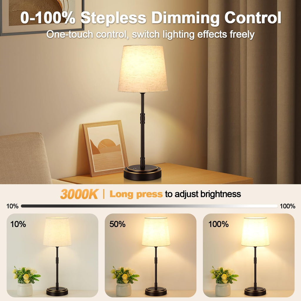 Cordless Table Lamps Set of 2 – Battery Operated Lamp with 7500mAh Rechargeable Battery, Stepless Dimmable Oil-Rubbed Bronze Lamp…