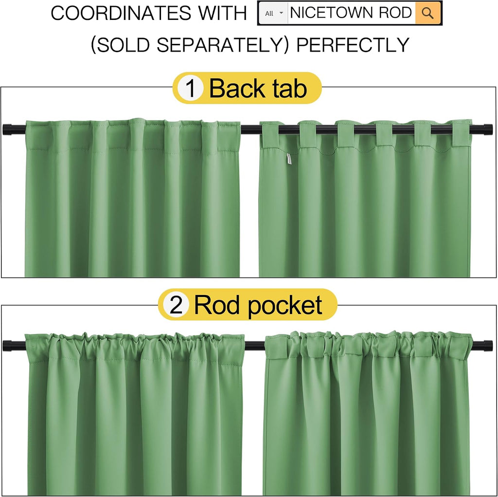 NICETOWN Window Treatment Blackout Curtains and Draperies - (Forest Green Color) 42x40 inch, 2 Panels, Room Darkening Blackout Panel…