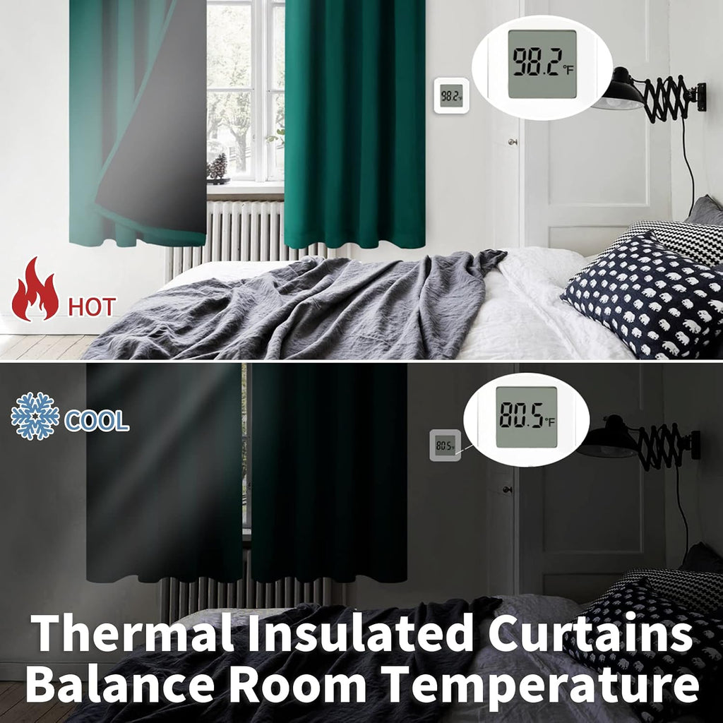 BGment Green Blackout Curtains for Bedroom 84 Inches Long, Christmas Thermal Insulated Double Layer Full Room Darkening Noise Reducing…