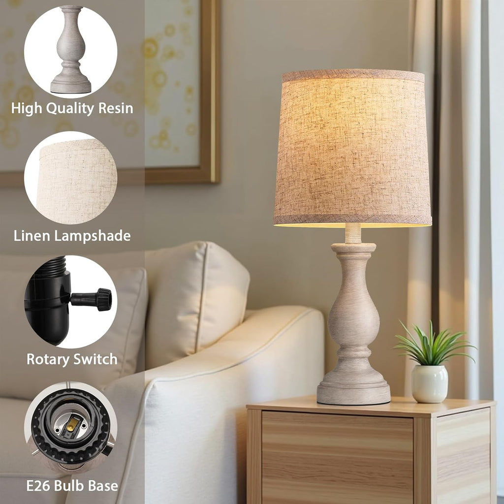 Seealle Farmhouse Table Lamps Set of 2 - Rustic Bedroom Lamps for Living Room, 22" Boho Bedside Lamp for Night Stands End Table Office…