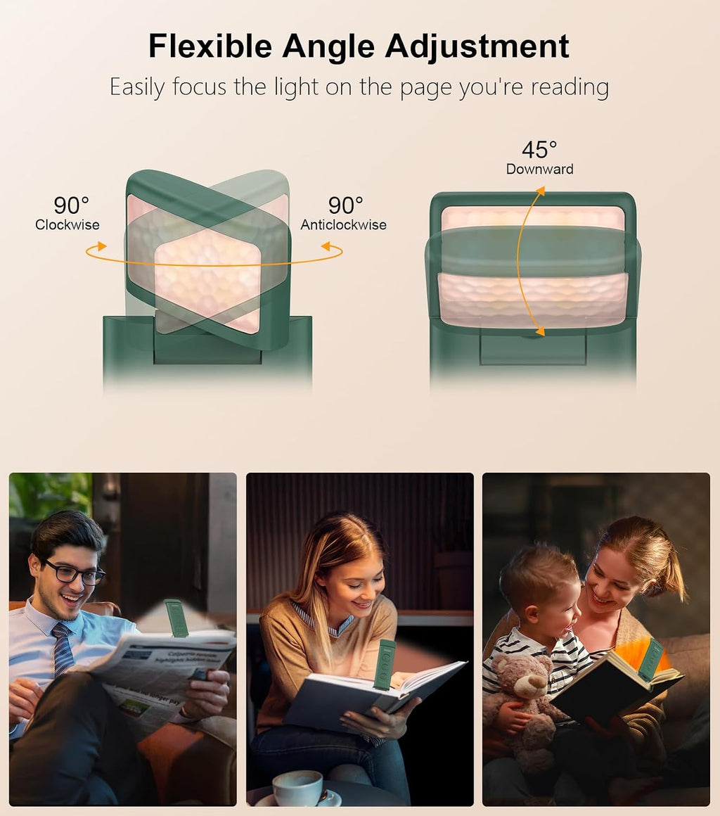 Gritin Book Light Rechargeable, Eye Caring 3-Color & 5-Brightness Clip on LED Reading Light for Books in Bed- Stepless Dimming, Long…