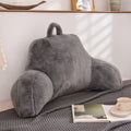 Holawakaka Standard Faux Fur Bed Rest Pillow with Arms, Artificial Rabbit Fur Reading Pillows Perfect for Adults, Teens, Kids, Pregnancy Lu…