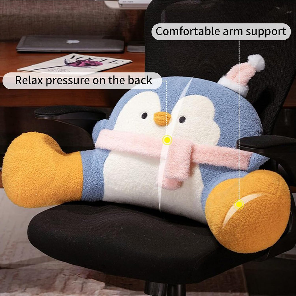 WLLYXUS Reading Pillow for Bed, Backrest Pillow for Sitting in Bed, Back Support Cushion, Penguin Reading Pillow for Sofa (Blue, L: 31…