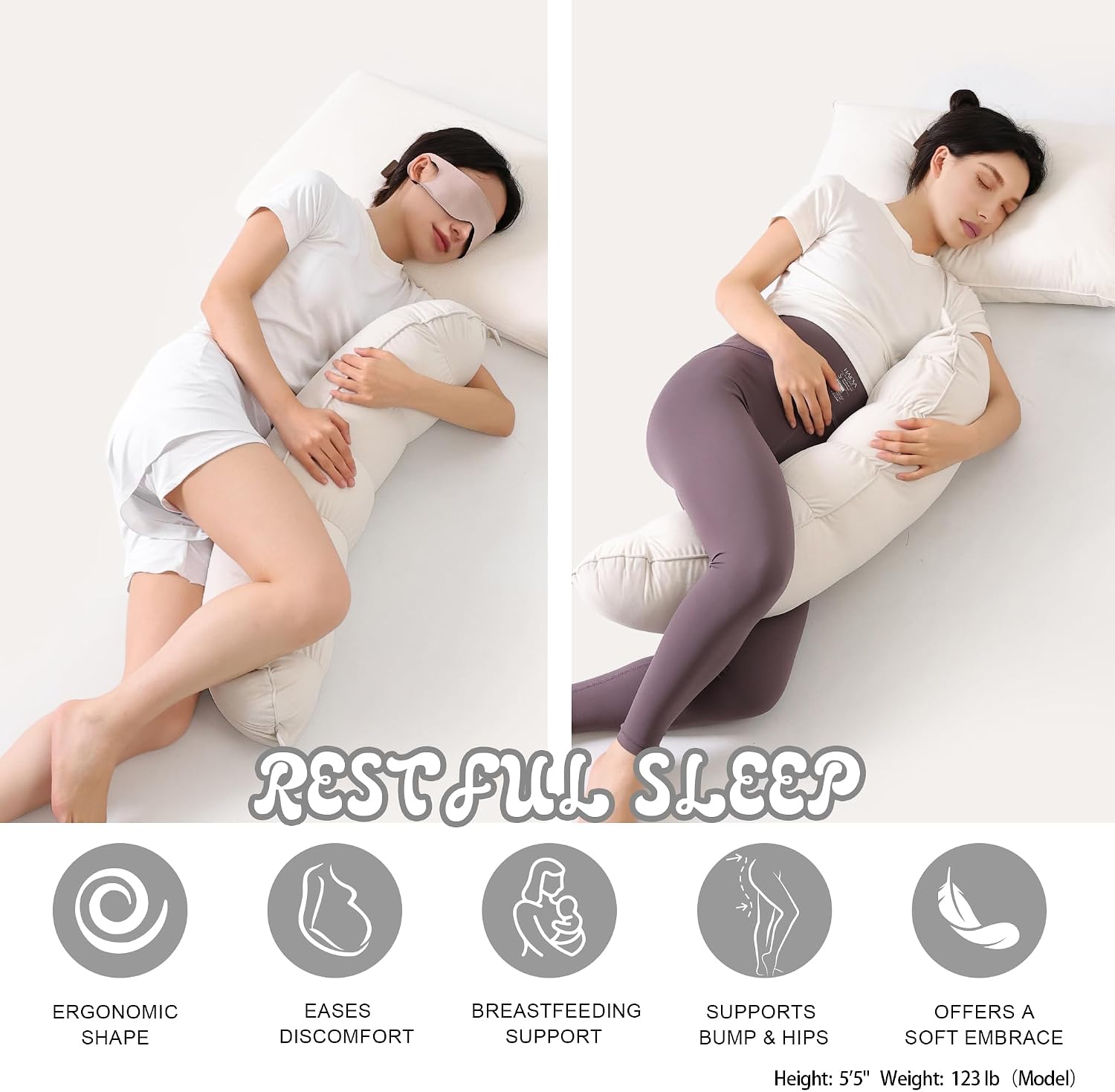Peallow(Pat. Pend) – Long Round Body Pillow for Adults, Bolster Pillow for Sleeping, Soft and Supportive Pillow for Sleeping & Lumbar…