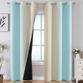 Estelartextiler Estelar Textiler Aqua and Beige Room Darkening Blackout Curtains 84 Inch Length 2 Panels Set for Living Room, Thermal Insul…