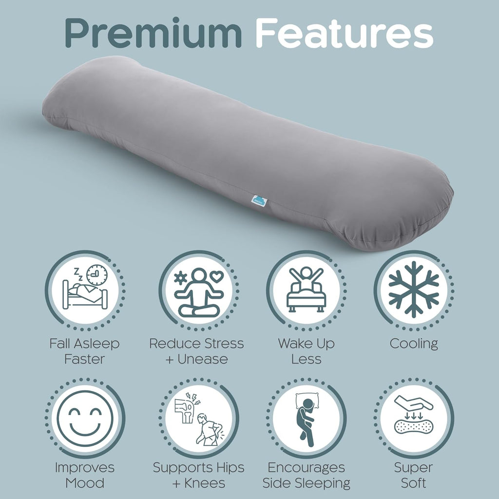 SleepCloud Weighted Body Pillow 8lbs - Weighted Pillow for Deeper Sleep (48" x 14") - Cooling Body Pillows for Adults, Full Body Pillow…