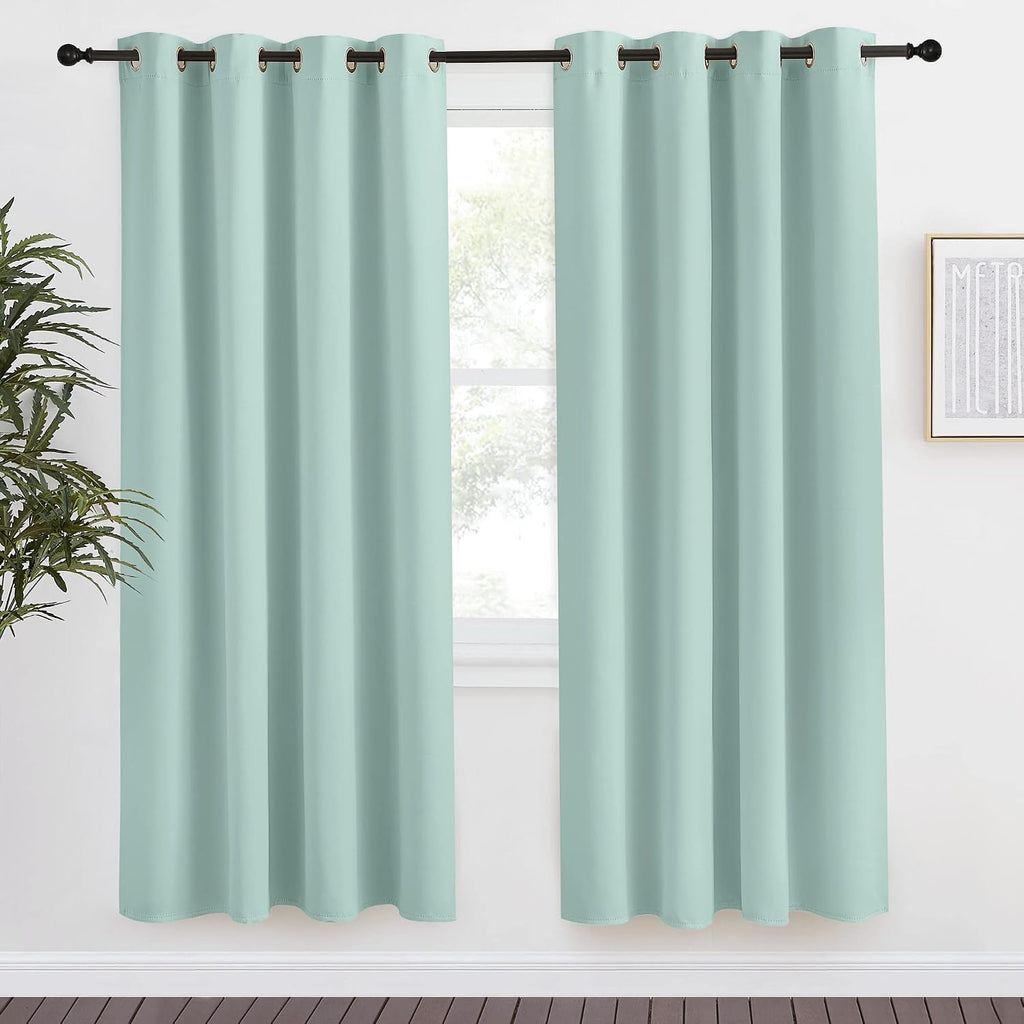 NICETOWN Kitchen Blackout Window Curtain Panel, Aqua Blue, 1 Panel, 55 by 78 inches Long, Home Fashion Thermal Insulated Solid Grommet…