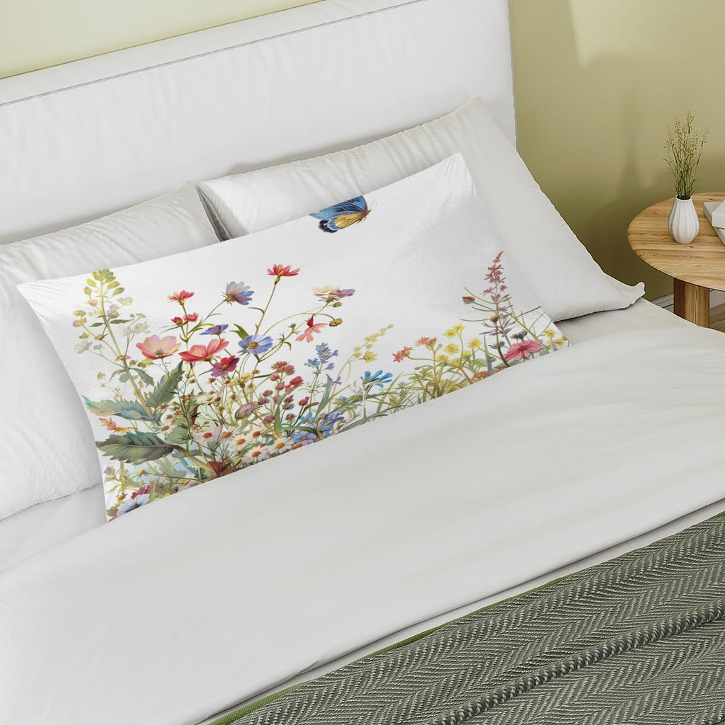 Flower Watercolor Butterfly Satin Silk Pillowcase for Hair and Skin Pillow Cases King Size Soft Silk Pillow Case with Envelope Closure…