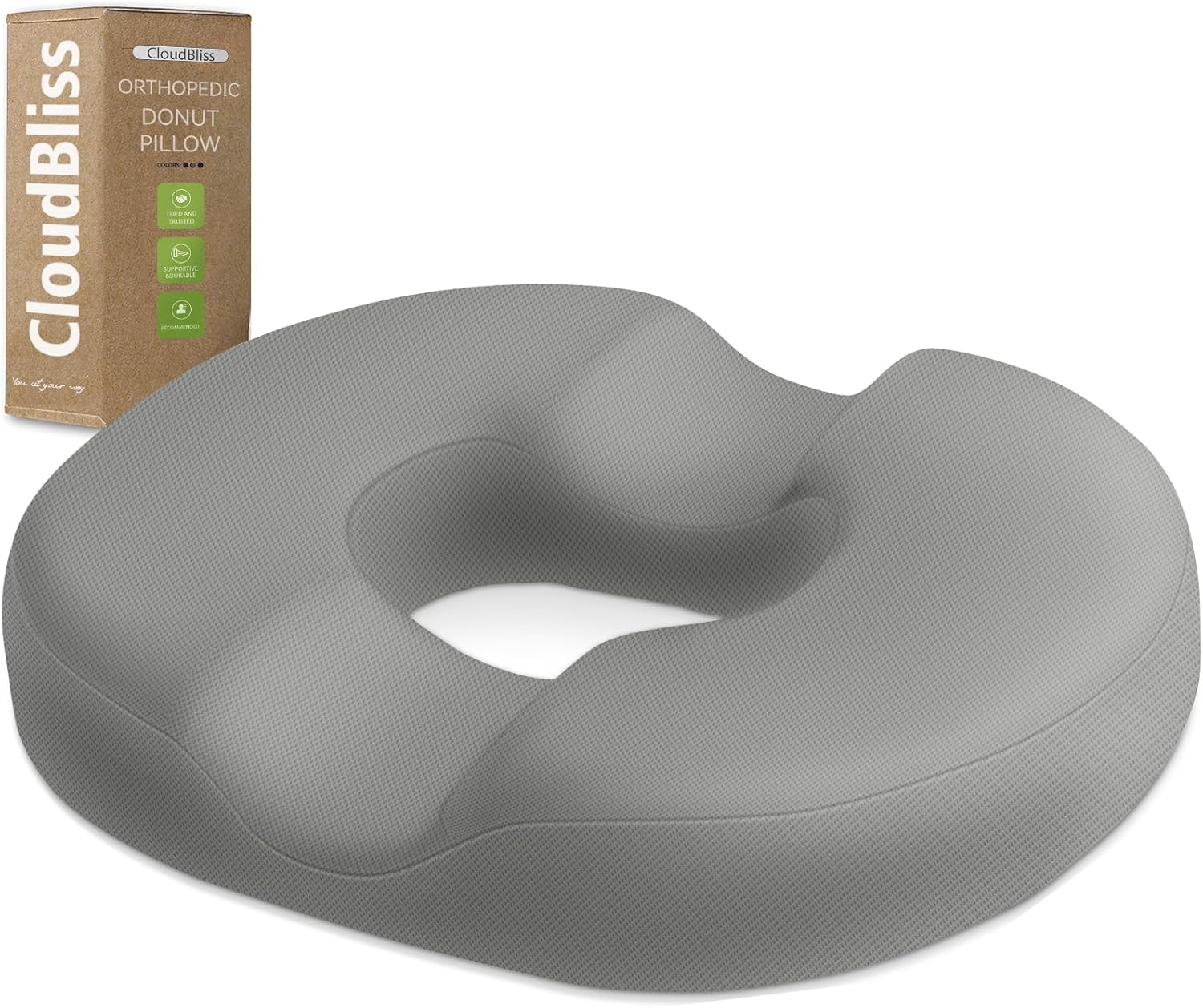 CloudBliss Donut Pillow Seat Cushion Chair Pad for Tailbone and Hemorrhoids, Memory Foam Seat Chair Cushion for Men and Women for Home & Of…