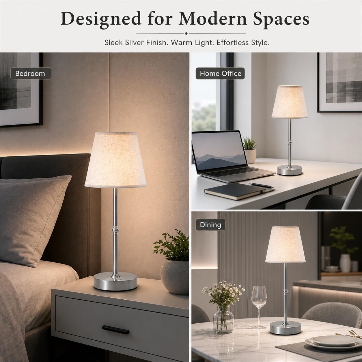 Cordless LED Table Lamp, 6000mAh Rechargeable Battery Operated Desk Lamp, 6-Level Dimming Metal Portable Nightlight for Restaurant…