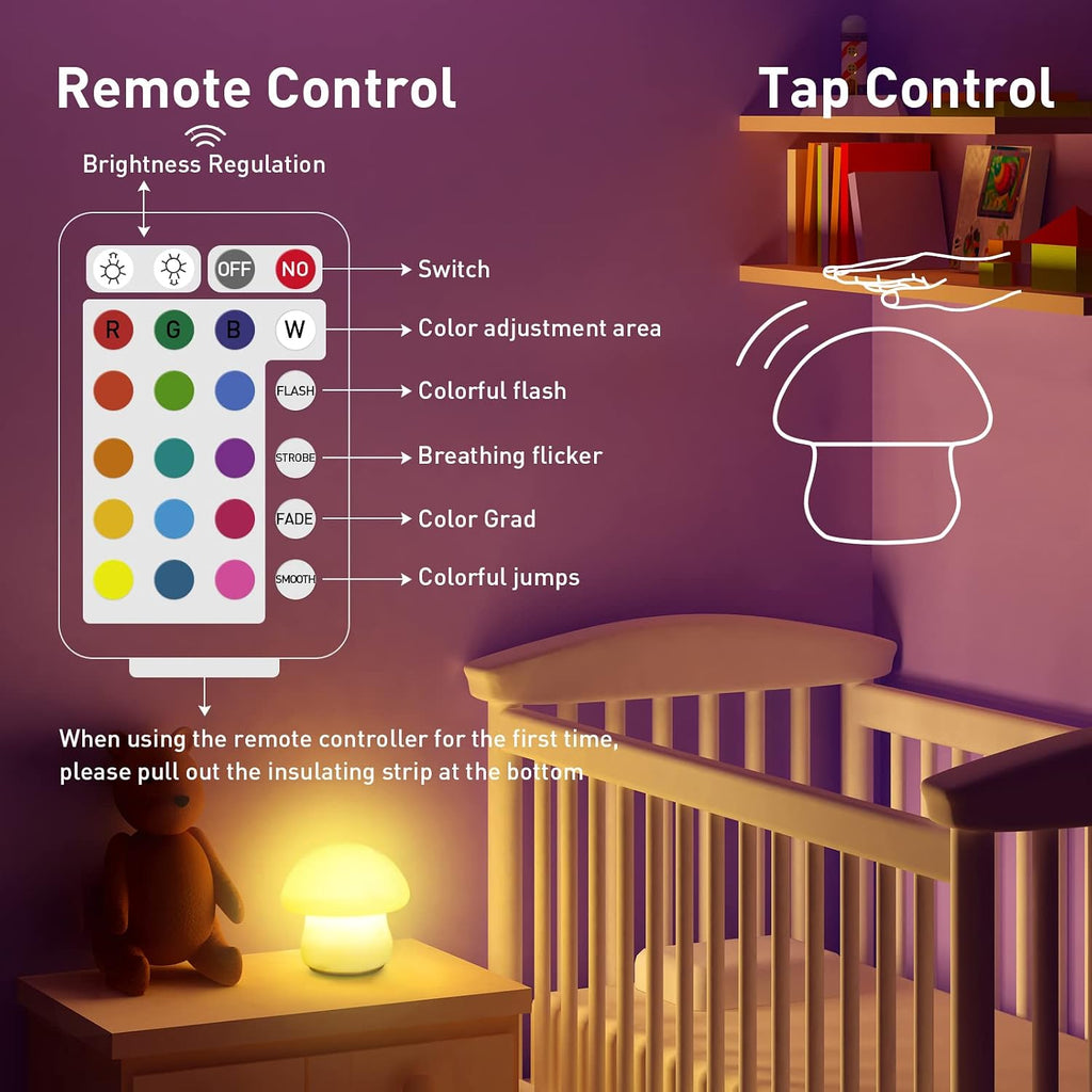 Muid Mushroom Lamp, Rechargeable Night Light, Multi-Color LED Mushroom Nightlight, Dimmable Nightlamp for Breastfeeding, Nursery Squishy Si…