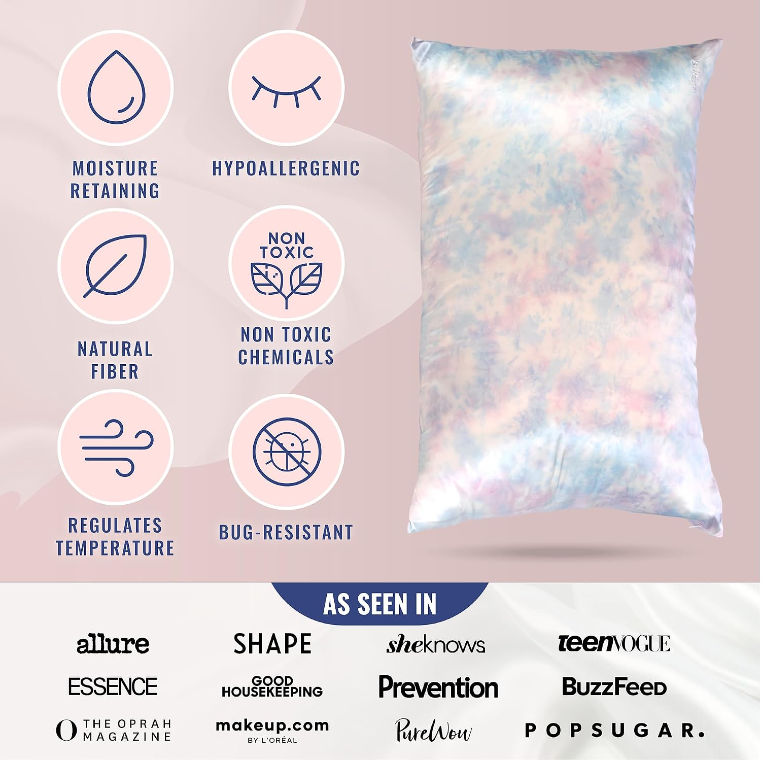 Blissy Silk Pillowcase - 100% Pure Mulberry Silk - 22 Momme 6A High-Grade Fibers - Silk Pillow Cover for Hair & Skin - Regular, Queen &…