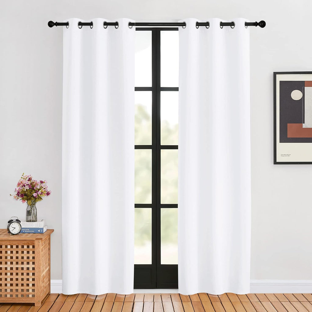 NICETOWN White Curtains 80 inch Length 2 Panels Set for Living Room, W34, Thermal Insulated Window Treatment Grommet 50% Room Darkening…