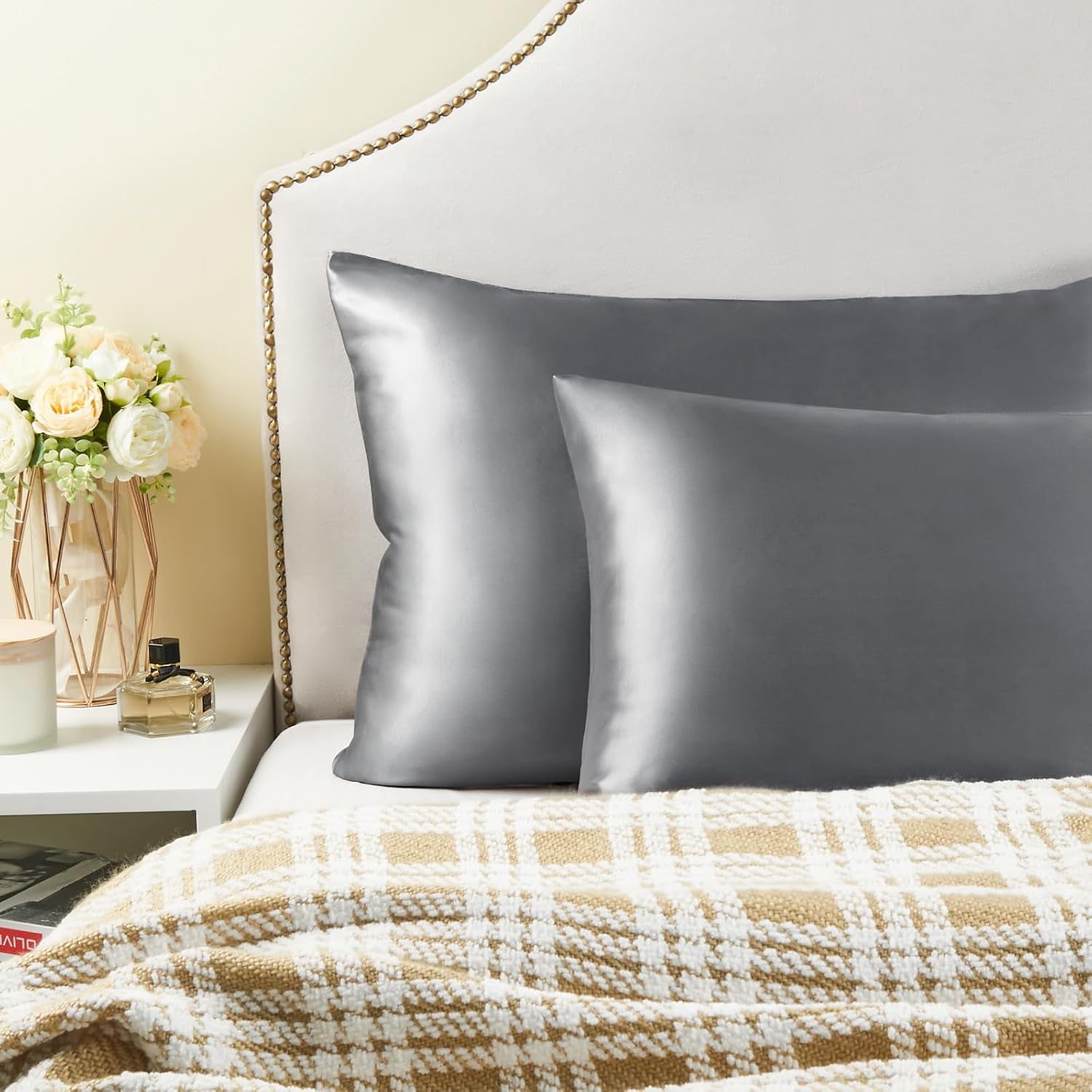 Bedelite Satin Pillowcase for Hair and Skin, Super Soft and Cooling Similar to Silk Pillow Cases 2 Pack with Envelope Closure, Gift for Wom…