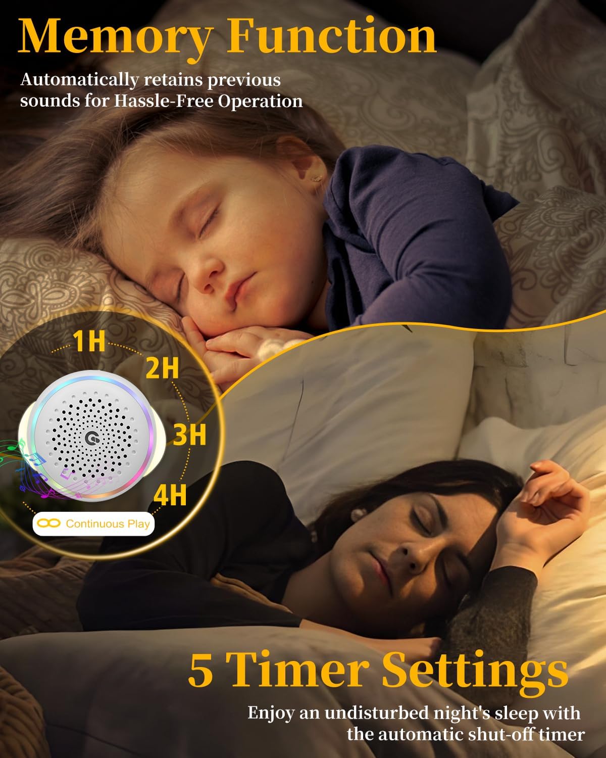 White Noise Sound Machine with 27 Soothing Sounds, Sleep Sound Timer and Memory Function - Portable Sound Machine for Baby and Adult at…
