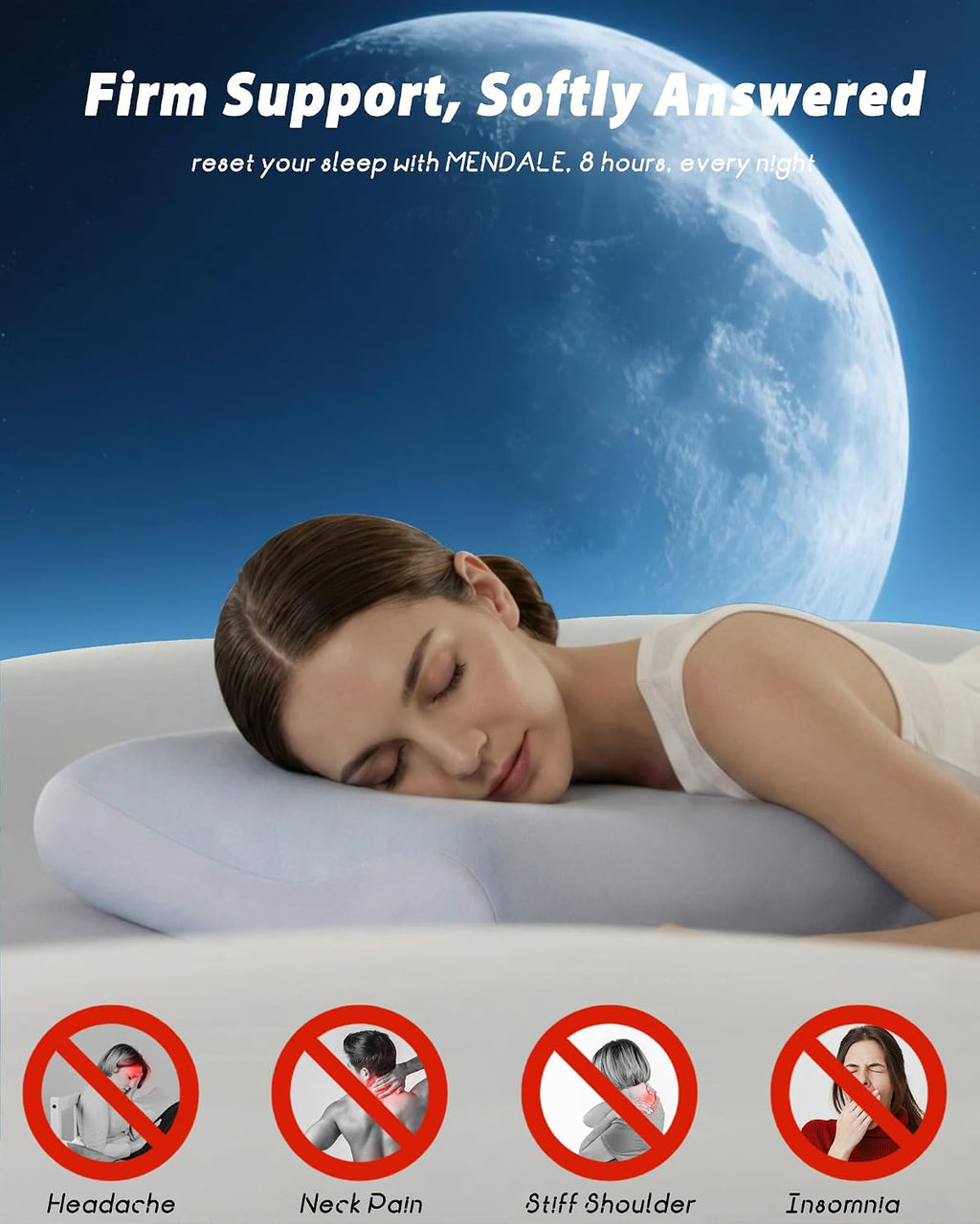 Mendale Memory Foam Pillows for Sleeping, Cooling Bed Pillow for Neck, Queen Size Contour Design for Side Back Stomach Sleepers with Trave…