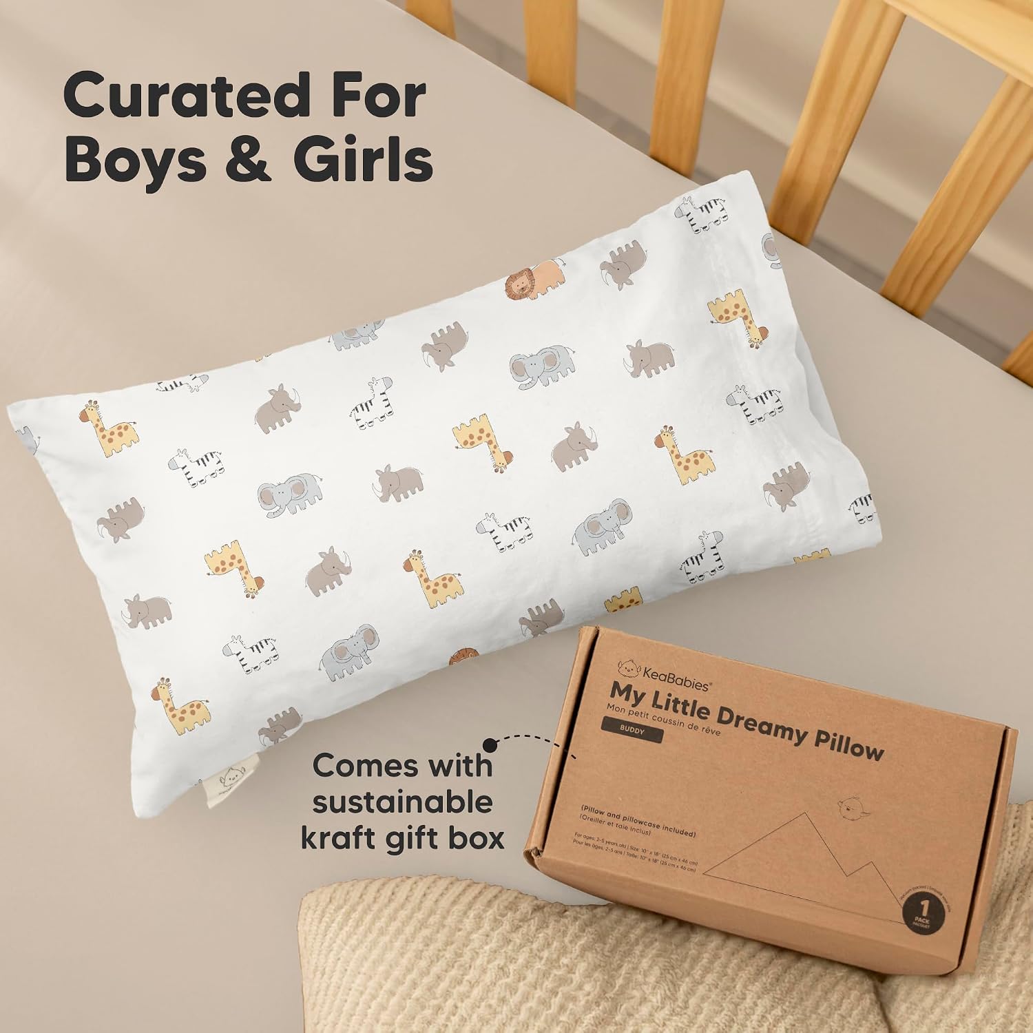 Toddler Pillow with Pillowcase - 10x18 My Little Dreamy Kids Travel Bed Pillows for Sleeping, Organic Cotton Small Pillowcase, Soft &…