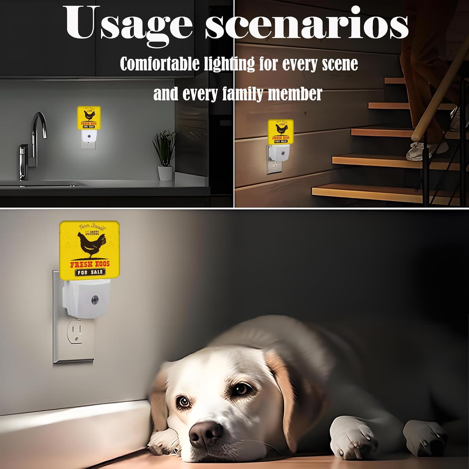 Funny Chicken Night Light, Plug Into Wall for Boys Girls Bedroom Decorative Square Night Light Lamp 0.5w Sleep Friendly