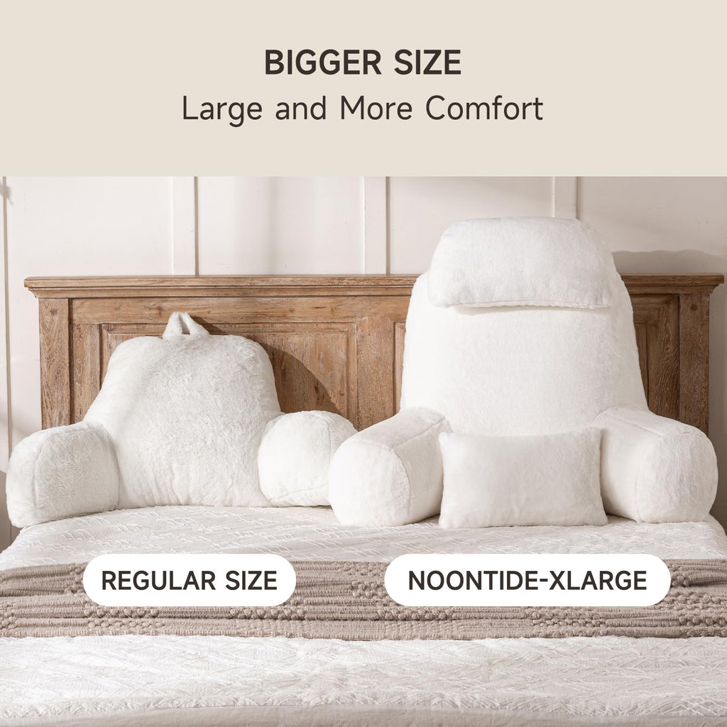 NOONTIDE Reading Pillow for Sitting up in Bed and Couch,32" X-Large Back Pillow for Adult & Teens with Soft Adjustable Neck Roll Backrest…