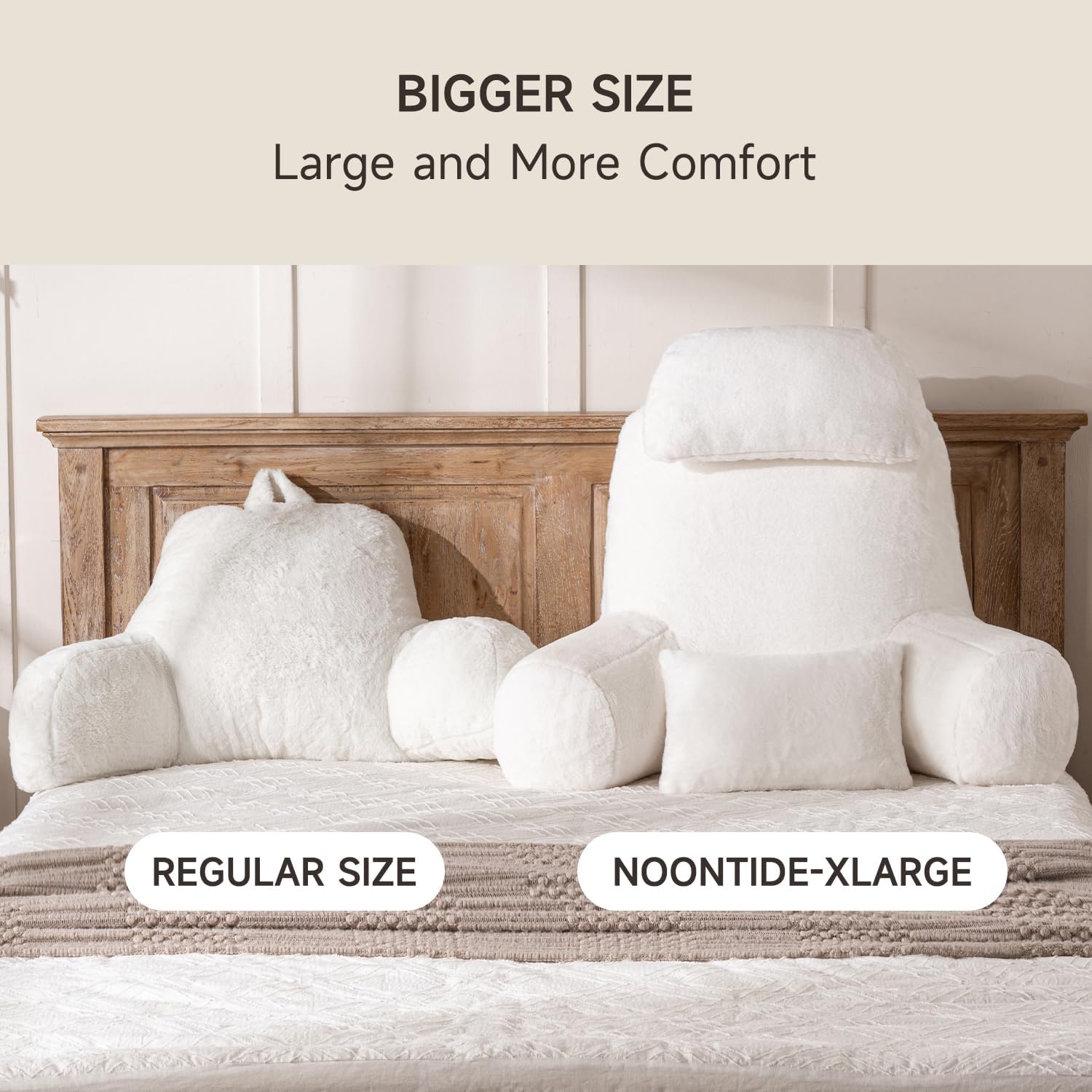 NOONTIDE Reading Pillow for Sitting up in Bed and Couch,32" X-Large Back Pillow for Adult & Teens with Soft Adjustable Neck Roll Backrest…