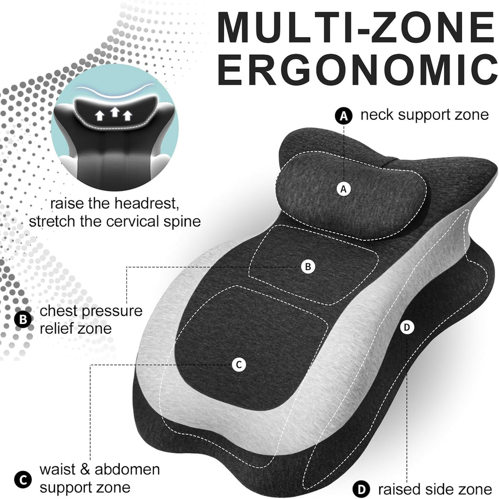Wacalarda Memory Foam Wedge Pillow, Ergonomic Reading Pillow for Bed, Waist and Neck Support, Quick Rebound & Plush Comfort Black