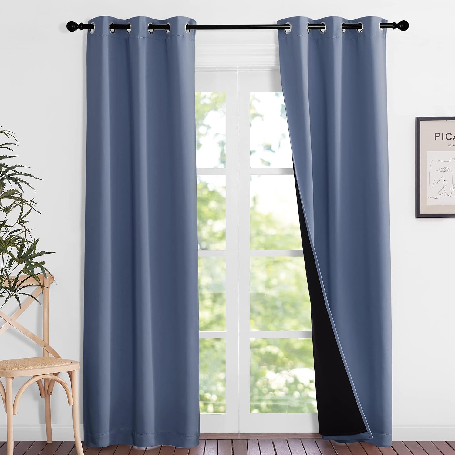 Nicetown Full Shade Curtain Panels 84 inches Long, Pair of Energy Smart & Noise Blocking Out Blackout Drapes for Guest Room Window, Thermal…