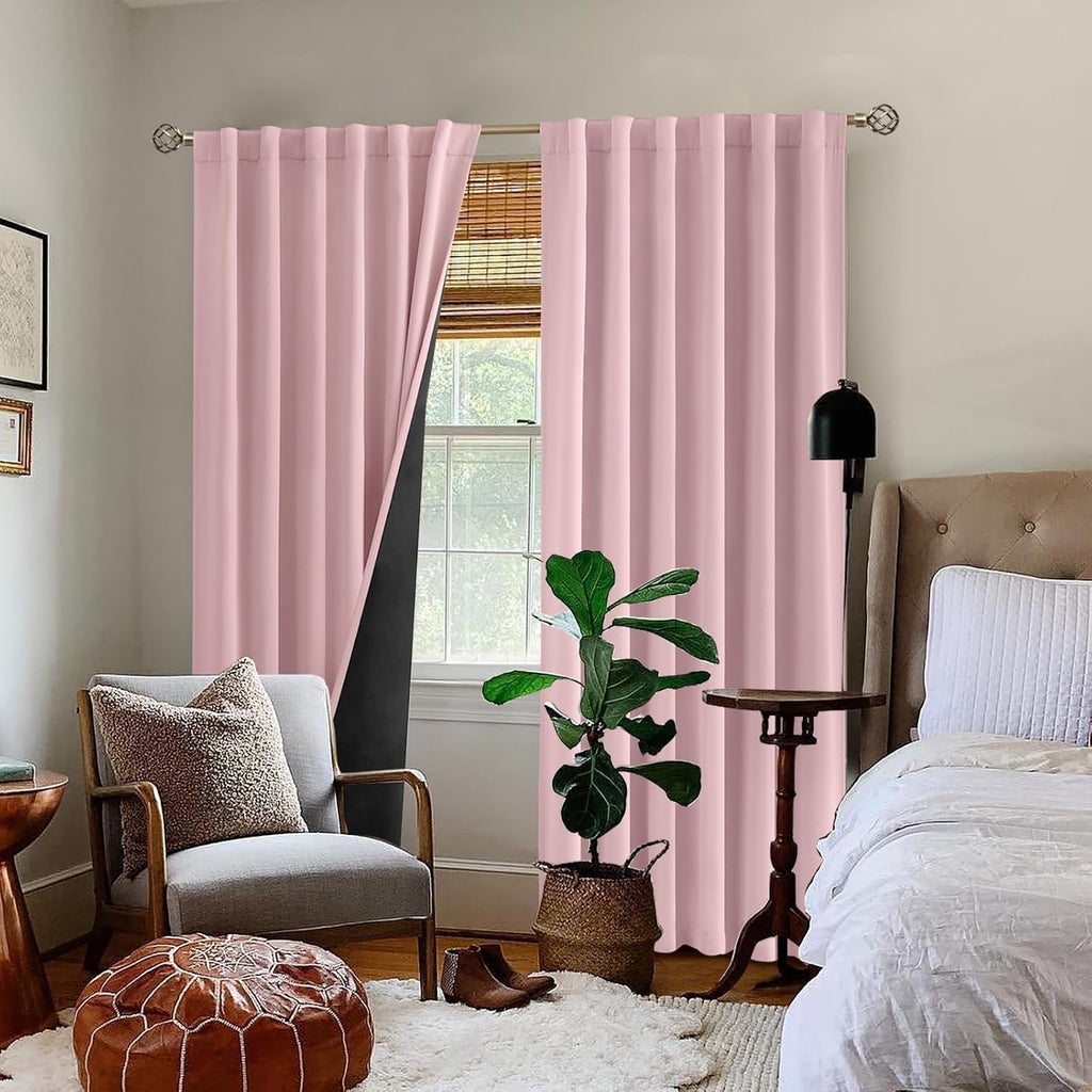 BGment 100% Blackout 80 Inch Curtains with Thermal Insulation Liner, Rod Pocket and Back Tab Double Layer Room Darkening Window Treatment…