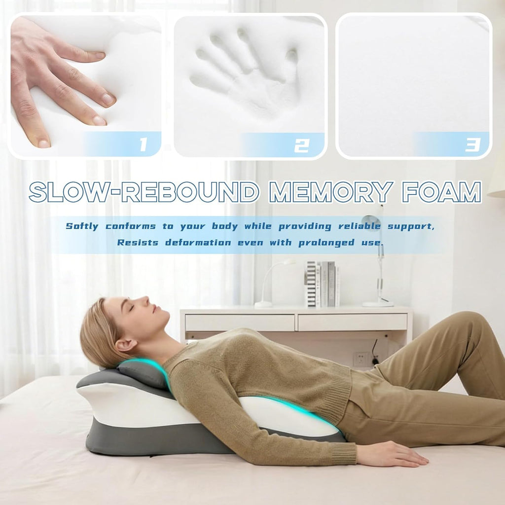 OBVADETechnology Memory Foam Ergonomic Reading Pillow for Bed, Multi-Position Support Pillow for Reading in Bed, Prone Sleeping, Lumbar & L…