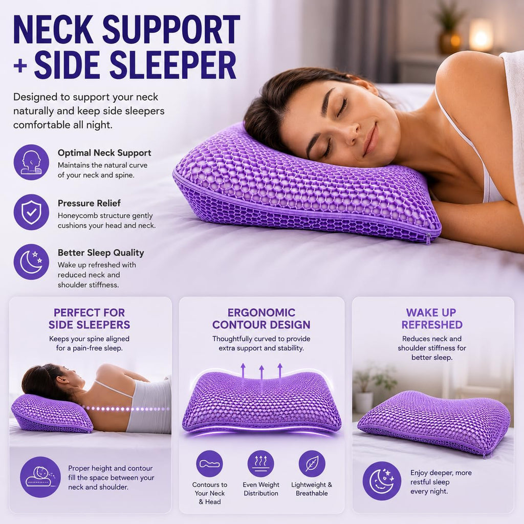 Cooling Gel Memory Foam Pillow for Neck & Shoulder Support | Breathable Honeycomb Design | Soft Ergonomic Bed Pillow for Side & Back…