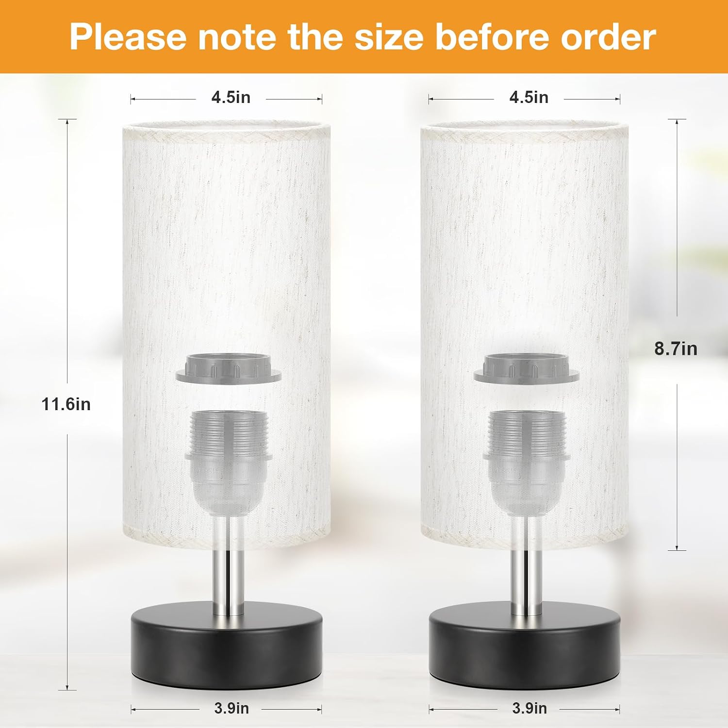 PartageiZ Small Table Lamp for Bedroom Set of 2 - Bedside Lamps for Night Stands, Minimalist Nightstand Light Lamp, Desk Lamps for…