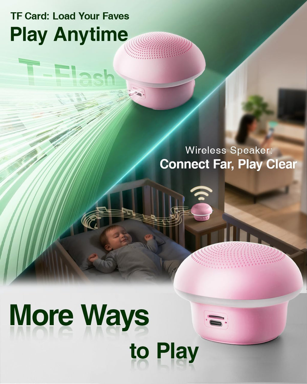 Portable White Noise Sound Machine for Baby Adults, 20 Soothing Sound & 30-Level Volume, 48H Runtime with 30/60/90min Timer, Memory…