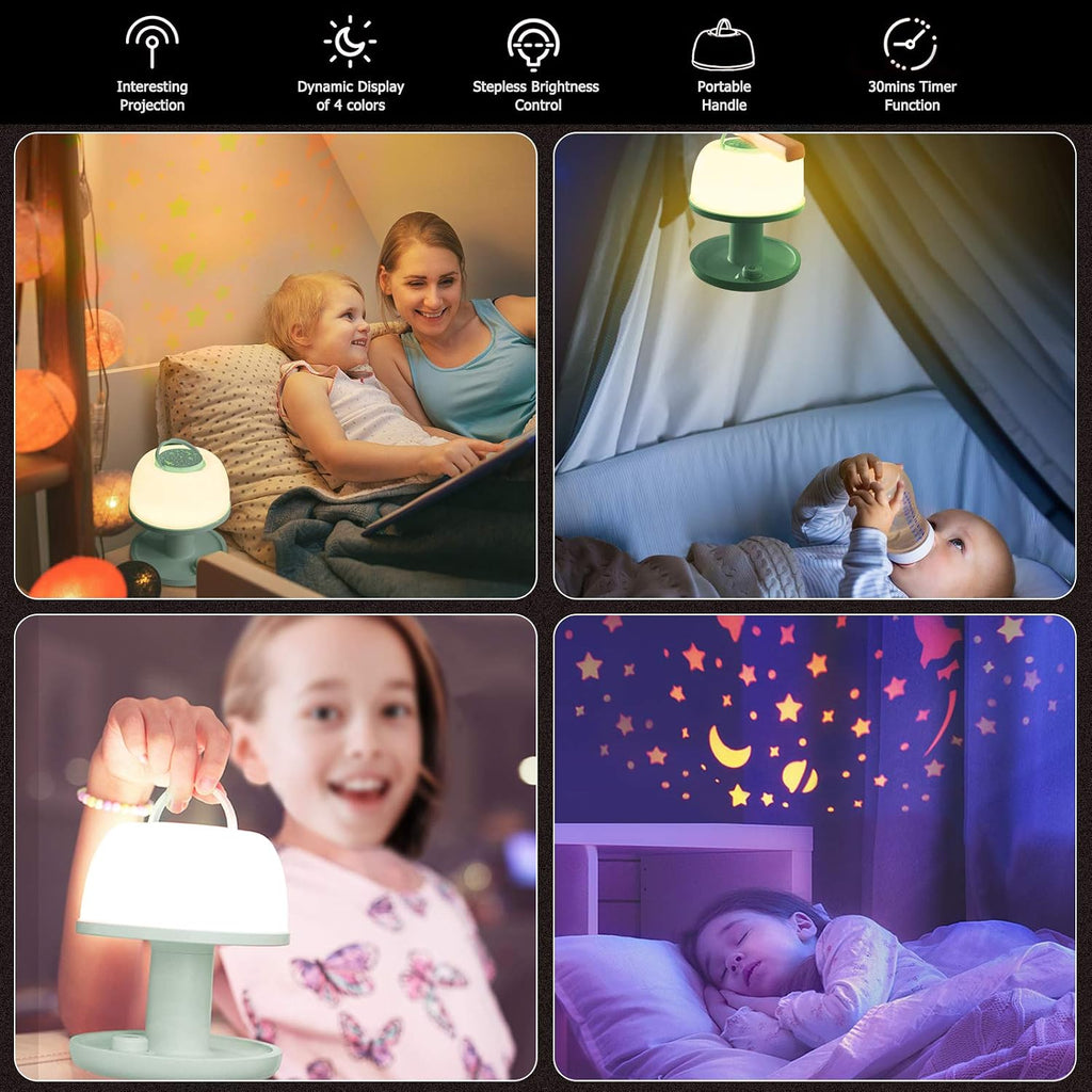 LICKLIP Toddler Night Light Lamp, Dimmable LED Bedside Lamp with Star Projector, Kids Night Lights with Timer Design & Color Changing…